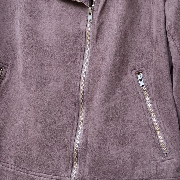 Macy's Style & Co. Faux Suede Women's Moto Jacket - Chocolate Brown - Picture 3 of 7